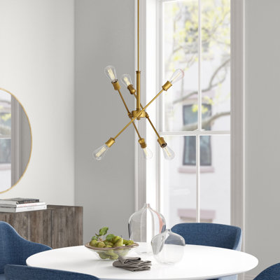 chandelier modern linear sputnik light everett chandeliers brass metal